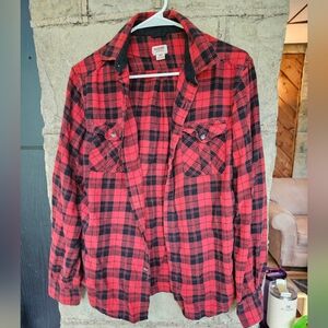 Mossimo Supply Co. Red and Black Plaid Button-Down Shirt